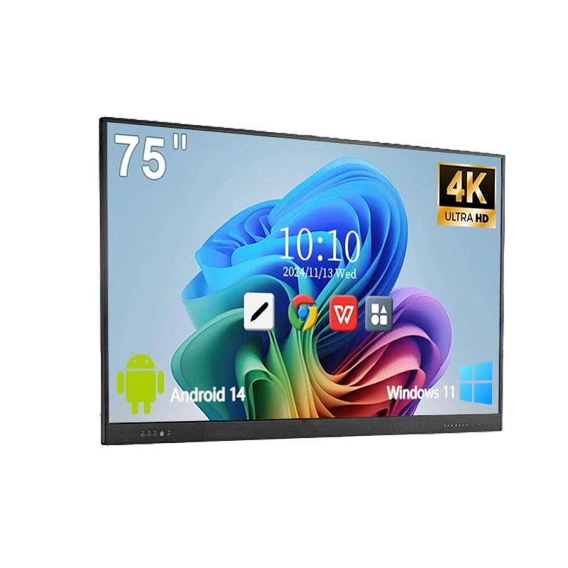 75 Inch Interactive Touch Screen Whiteboard with Win11 USB3.0 Type-C ...