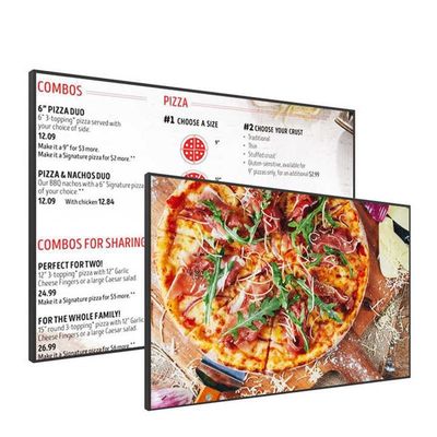 Restaurant Electronic Digital Signage 49 Inch Hanging Wall Mounted Digital Display With 3840x2160 Resolution