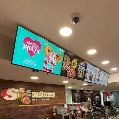 Restaurant Electronic Digital Signage 49 Inch Hanging Wall Mounted Digital Display With 3840x2160 Resolution